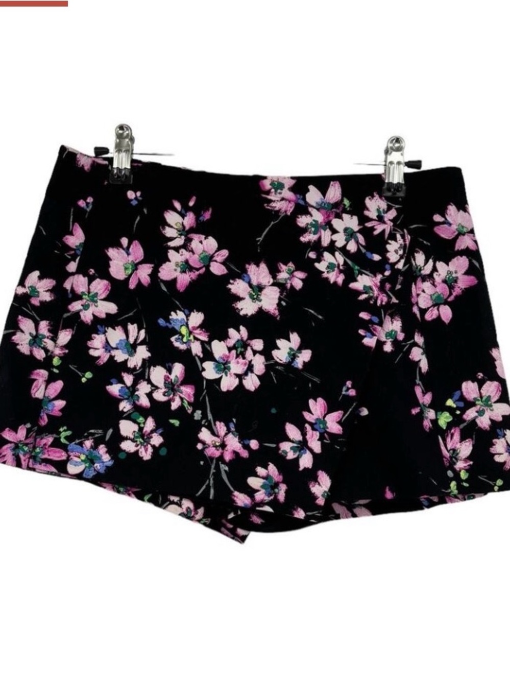 NWT Express Women's Black Floral Skort - Pink Flowers